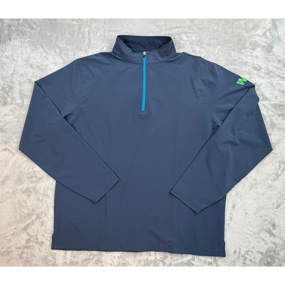 Peter Millar Jacket Men's Large Blue Golf Blue Element 4 Wind 1/4 Zip Pullover